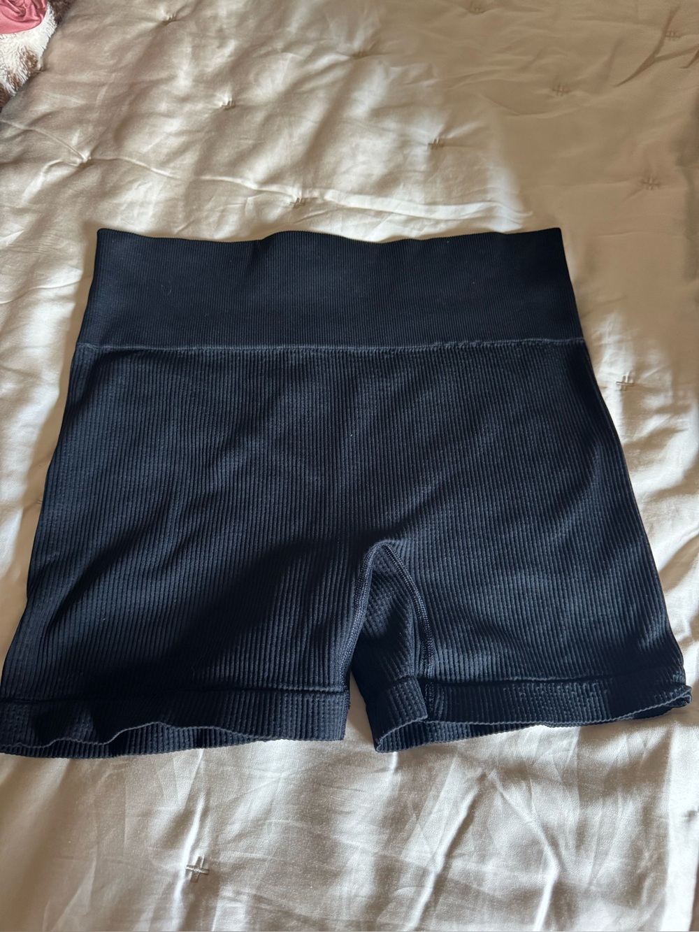 Colsie Black Ribbed High-Waist Bike Shorts